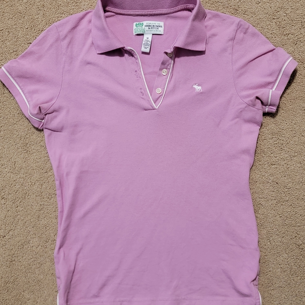 Vintage Y2K Abercrombie & Fitch Lavender Polo Shirt/Size Medium